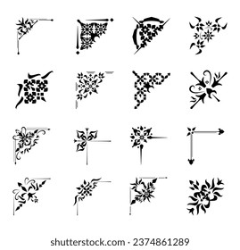 Ornamental design corners set vector