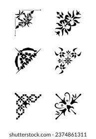 Ornamental design corners set vector