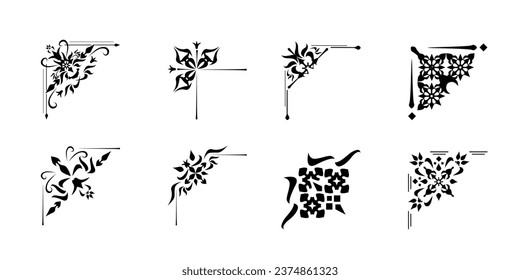 Ornamental design corners set vector