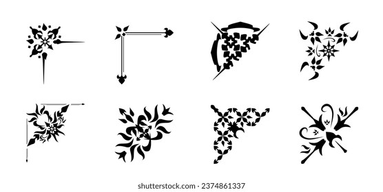 Ornamental design corners set vector