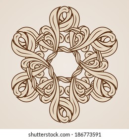 Ornamental design element. Illustration in light and dark brown colors