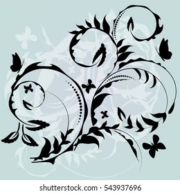 ornamental design elements on a blue background