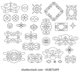 Ornamental design elements, vector series.Black white.