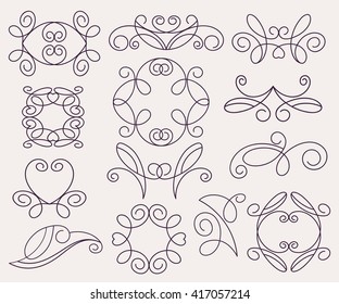 Ornamental design elements, vector series.Brown.
