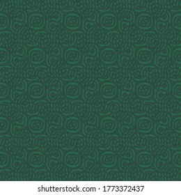 Zierdesign mit floralen Elementen und gewebten gewölbten Linien. Dekorative Grafiken im Doodle-Stil. Muster in dunklen Grüntönen.
