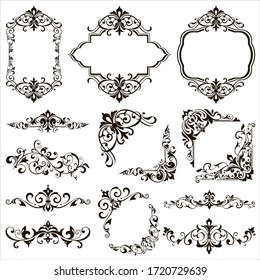 Ornamental design lace borders and corners Vector set art deco floral ornaments elements