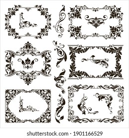 Ornamental Design Lace Borders And Corners Vector Set Art Deco Floral Ornaments Elements