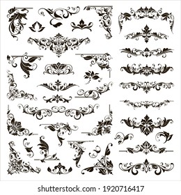 Bordes y esquinas de encaje de diseño ornamental Vector conjunto art deco elementos de adornos florales