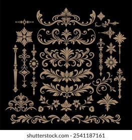 Design ornamental bordas de renda e cantos Vetor conjunto art déco ornamentos florais elementos ilustração