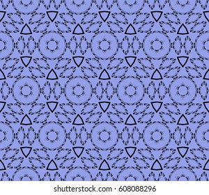 Ornamental design. Modern seamless geometry pattern. Vector illustration. For interior design, printing, web and textile design. Blue, black color Ornamental design. Modern seamless geometry pattern. Vector illustration. For interior design, printing, web and textile design. Blue, black color