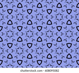 Ornamental design. Modern seamless geometry pattern. Vector illustration. For interior design, printing, web and textile design. Blue, black color