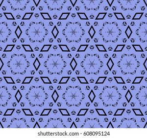 Ornamental design. Modern seamless geometry pattern. Vector illustration. For interior design, printing, web and textile design. Blue, black color
