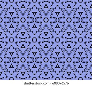 Ornamental design. Modern seamless geometry pattern. Vector illustration. For interior design, printing, web and textile design. Blue, black color