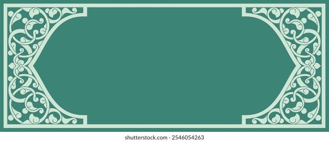 Padrão de design ornamental em quadro retangular, adequado para caligrafia, cartões de convite, quadros de etiqueta, usado com colocação de texto no centro.