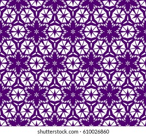 Ornamental design with triangle, square geometric shape. floral style. Modern seamless geometry pattern. Vector illustration. For interior design, printing, web and textile design. purple, white color