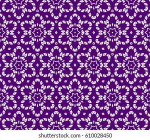 Ornamental design with triangle, square geometric shape. floral style. Modern seamless geometry pattern. Vector illustration. For interior design, printing, web and textile design. purple, white color