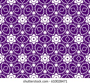 Ornamental design with triangle, square geometric shape. floral style. Modern seamless geometry pattern. Vector illustration. For interior design, printing, web and textile design. purple, white color