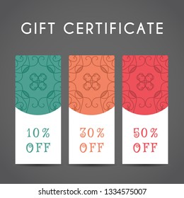 Ornamental discount coupon. Vector editable template with arabic pattern