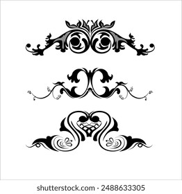 Ornamental dividers set on white background classic floral