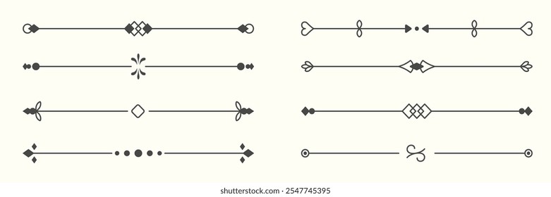 Ornamental Dividers Set. Vintage Line Separators. Curve Border Decoration Collection. Ornate Design Elements. Isolated Vector Illustration.