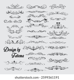 Ornamental dividers and swirls,Classic ornament frame, vintage border set Premium Vector