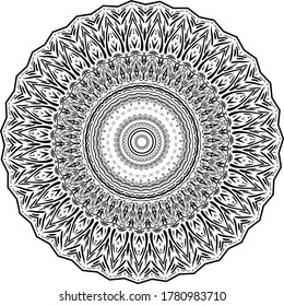 Ornamental diwali pattern. Indian mandala. Black and white tattoo design or pattern. Vector illustration
