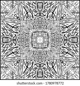 Ornamental diwali pattern. Mandala.  Black and white tattoo design or pattern. Vector illustration