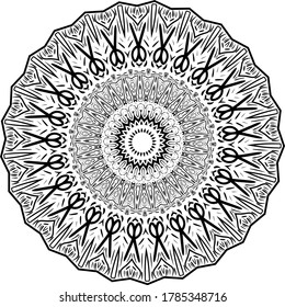 Patrón de diwali ornamental. Mandala, diseño o textura de tatuajes en blanco y negro. Ilustración del vector