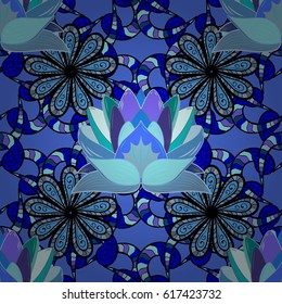 Ornamental doodle background. Vector nature seamless pattern with abstract ornament. Vector round mandala in childish style.