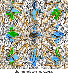 Ornamental doodle background. Vector nature seamless pattern with abstract ornament. Vector round mandala in childish style.