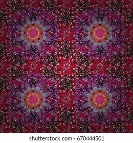 Ornamental doodle background. Vector nature seamless pattern with abstract ornament. Vector round mandala in childish style.