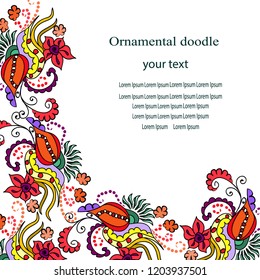 Ornamental doodle cards. Vector decorative greeting card or invitation design background Template frame for save the date and greeting card, wedding invitation, leaflet, poster. Ornamental border.
