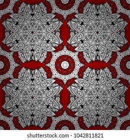 Ornamental doodle white, black and red colors. Vector nature seamless pattern with abstract ornament. Vector round mandala in childish style.