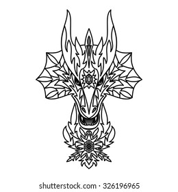 Ornamental Dragon. Vector illustration for  textile prints, tattoo, web and graphic design