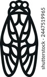 Ornamental drawing of a cicada from the South of France, graphic element for laser cutting and decorative object, silhouette of the insect from Provence that sings during the summer.
