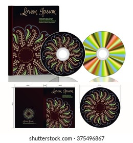 Ornamental DVD disc and box Vector illustration