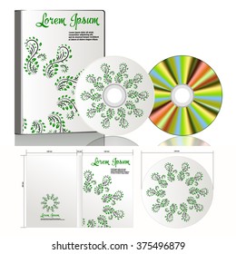 Ornamental DVD disc and box Vector illustration