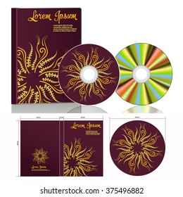 Ornamental DVD disc and box Vector illustration