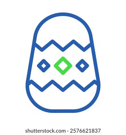 Ornamental Easter egg icon design with blue outline