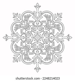 Ornamental element. Mandala. Ethnic motives. Coloring page. Vector illustration isolated on white background.