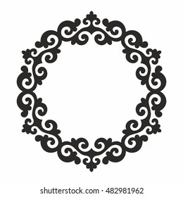 Ornamental element in oriental style.Tatar motif. Eastern pattern. Frame border. Circular form