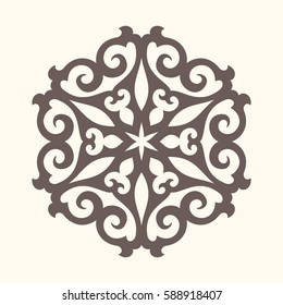 Ornamental element in oriental style.Tatar motif. Eastern pattern. Mandala design. Circular form