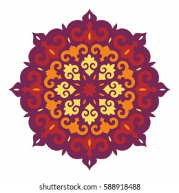 Ornamental element in oriental style.Tatar motif. Eastern pattern. Mandala design. Circular form
