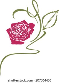 Ornamental element with stylized rose. Vector