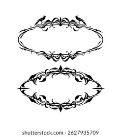 Ornamental elements collection on black colour