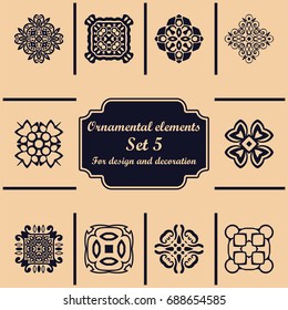 Ornamental elements set. Template for design and decoration