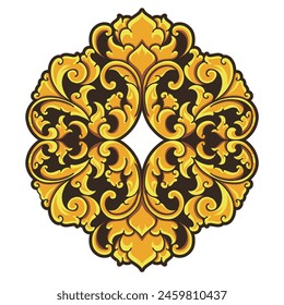 Elementos ornamentales para tus diseños. Colores negro y dorado. Decoración de talla floral para postales o invitaciones para redes sociales.