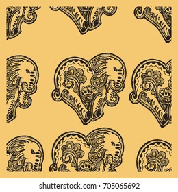 ornamental elephant seamless pattern
