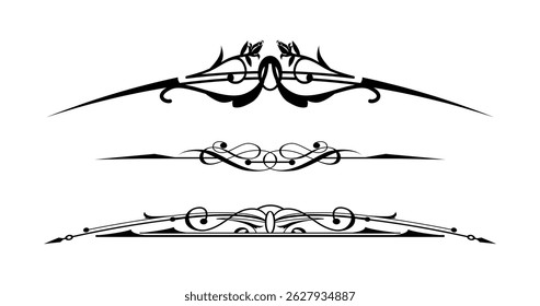Ornamental elments collection on black colour