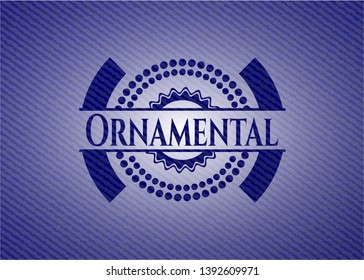 Ornamental emblem with jean texture. Vector Illustration. Detailed.